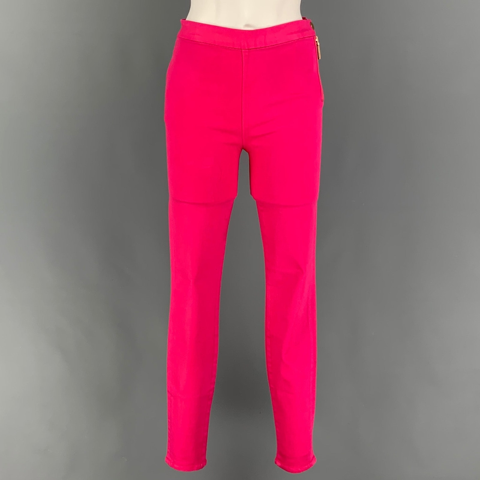 Giambattista Valli X 7 For All Mankind 28 Pink Cotton Side Zipper Casual Pants